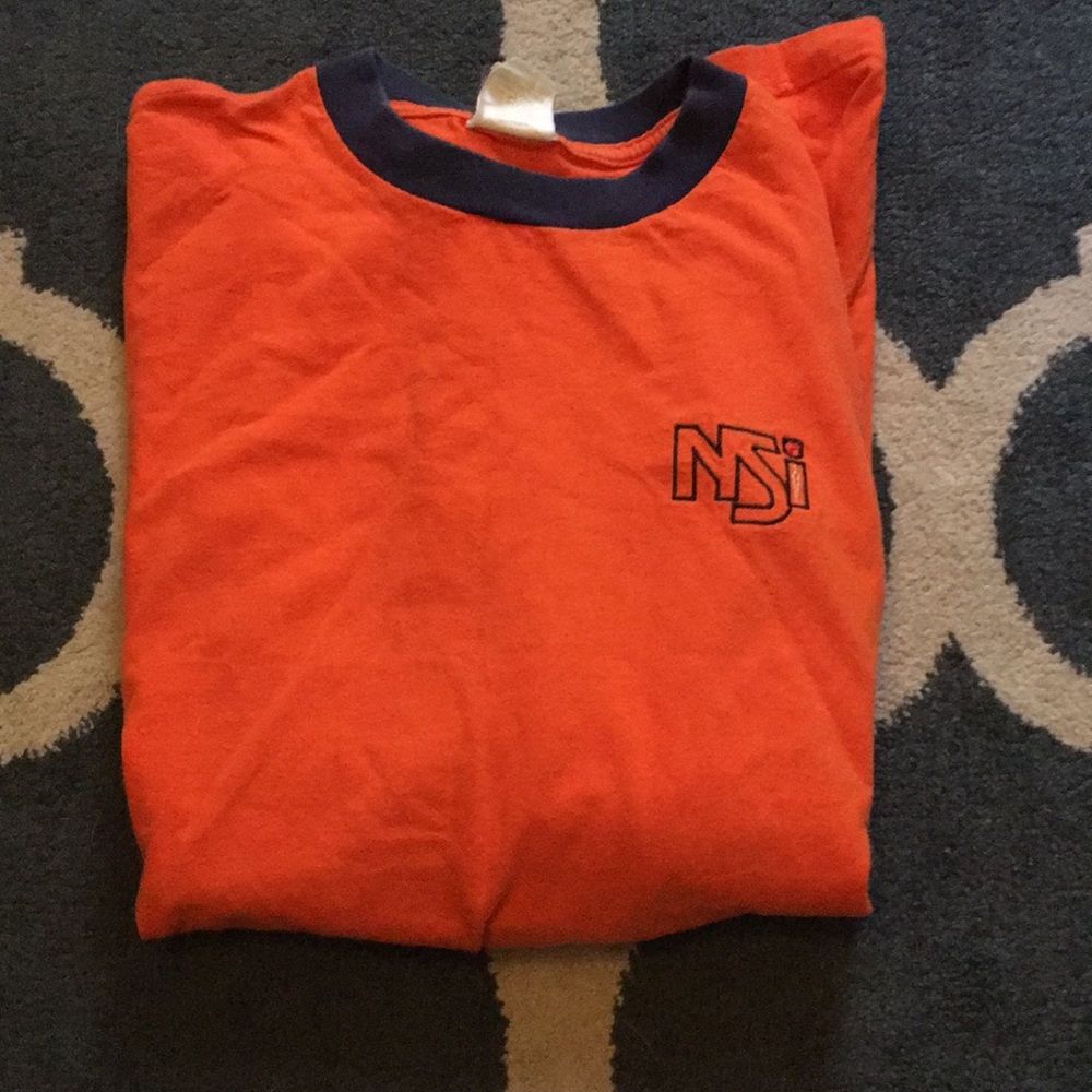 Orange and navy work shirt